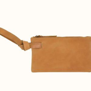 ABLE Rachel wristlet in cognac